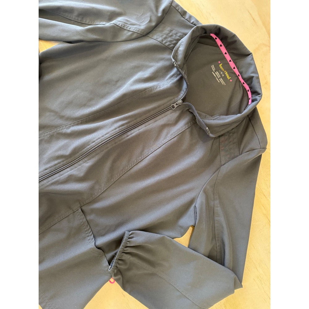 Heartsoul Scrub Jacket‎ Pewter Gray Full Zip Mock Neck Large Medical Core Nurse - Picture 3 of 10